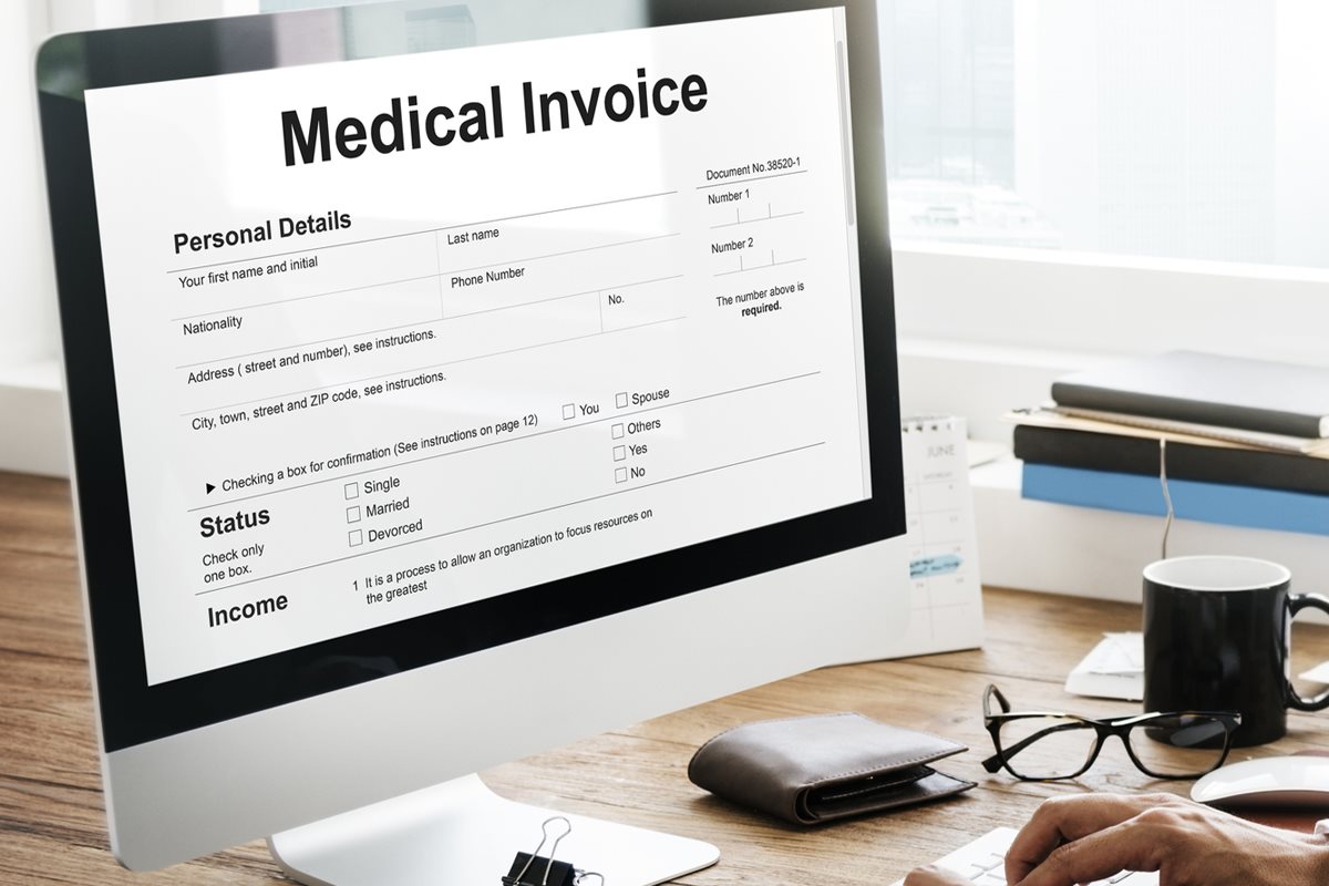 Medical billing software showing a medical invoice