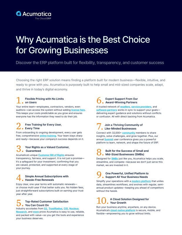 Why Acumatica is the Best Choice for Growing Businesses