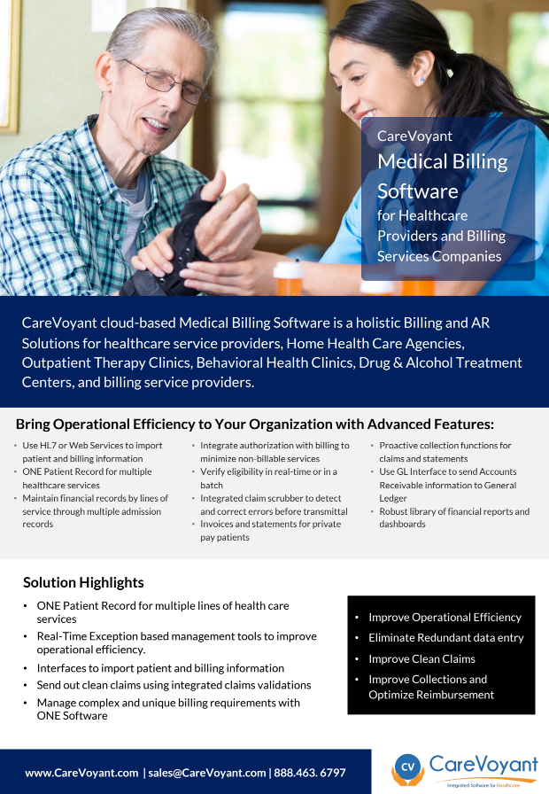 CareVoyant Medical Billing Software for Healthcare Providers and Billing Services Companies cover