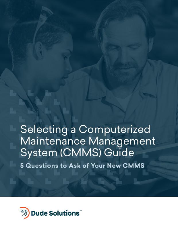 Selecting a Computerized Maintenance Management System (CMMS) Guide: 5 Questions to Ask of Your New CMMS cover